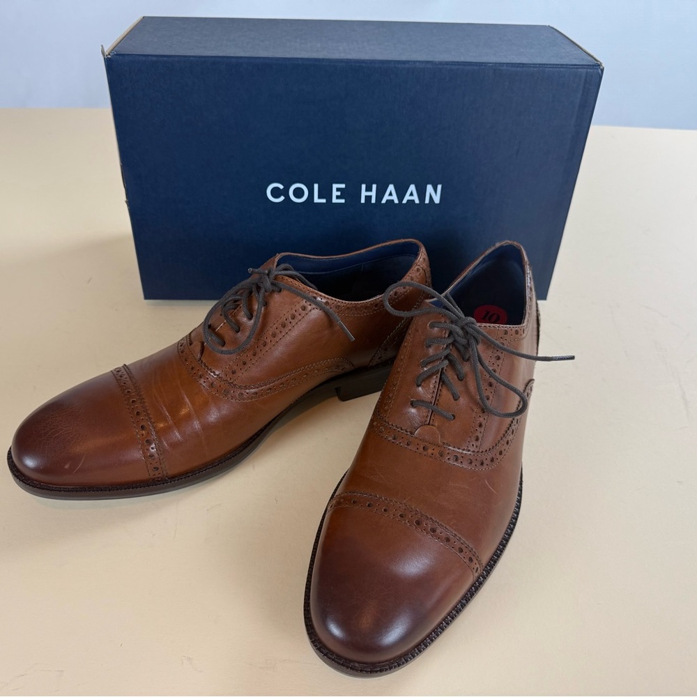 Men's Cole Haan Brown Leather Derby Shoes Lace Up 10 M NIB